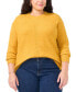 Plus Size Ribbed-Front Crewneck Sweater