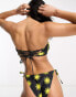 Noisy May bandeau lace back bikini top in black sun print