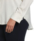 Plus Size Notch Collar Silk Long Sleeve Button-Down Blouse