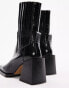 Topshop – Polly – Chelsea-Stiefel aus hochwertigem Leder in Schwarz mit eckiger Zehenpartie und Absatz