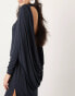 ASOS EDITION premium cowl back high neck maxi dress in dark blue