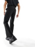 ASOS DESIGN smart flared trousers with front splits in black