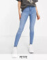 Noisy May Petite Callie high waisted skinny jeans in light blue