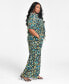 Trendy Plus Size Printed Satin Wide-Leg Pants