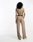 Stradivarius tailored belted trouser in stone co-ord