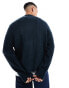 Tommy Jeans boxy badge cable knit cardigan in navy