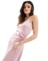 Vila Bridesmaid satin ruched side maxi dress in light pink