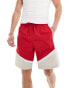 ASOS DESIGN longer length short in red nylon and white stripe detail