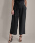 Petite Striped Cropped Paperbag-Waist Pants