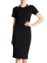 Nicole Miller 156843 Women's Riley Ribbed Cutout Shoulder Dress Black Sz. Large