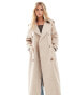 Miss Selfridge Petite belted trench coat in stone