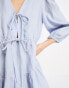 & Other Stories linen tie detail mini dress in blue