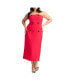 Plus Size Strapless Double Breasted Midi Dress