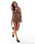 Miss Selfridge leopard print lace trim playsuit