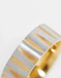 ASOS DESIGN waterproof stainless steel band ring with texture in silver and gold tone