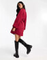 New Look tie waist long sleeve mini dress in berry