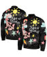 Men's Black Looney Tunes Graphic Satin Full-Snap Jacket