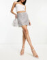 ASOS DESIGN embellished stud mini skirt in silver