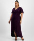 Plus Size Flutter-Sleeve High-Low Gown