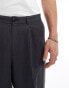 Weekday linen relaxed fit tailored trousers in washed black