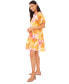 Women's Floral Print Ruffled Neck Baby Doll Tiered Dress