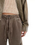 Bershka baggy cargo trouser in brown