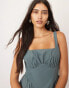 ASOS EDITION structured ruched bust corset detail mini dress in slate blue