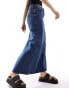 Object denim maxi coloumn skirt in medium blue wash