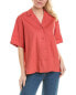 Rebecca Taylor Linen-Blend Cabana Shirt Women's Orange S