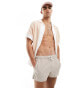 ASOS DESIGN swim shorts in super short length in beige