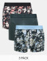 Jack & Jones 3 pack trunks in flower print in multi