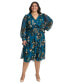 Plus Size Printed Long-Sleeve A-line Midi Dress