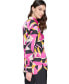 Women's Oversized Printed Button-Down Top, Regular & Petite