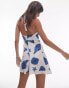 Topshop halter neck mini dress in blue shell print