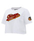 Women's White Chicago Blackhawks Boxy Script Tail Cropped T-shirt