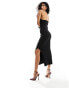 Mango cut out knitted maxi dress in black