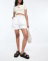 Urban Revivo paper bag waist shorts in white