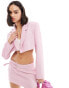 Bershka cropped blazer co-ord in pink