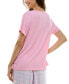 Women's Short-Sleeve Ribbed Henley Sleep Top