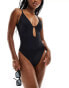 ASOS DESIGN Maya cut-out plunge swimsuit in black