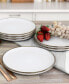 Flat, Raised Rim, Gold-Tone Trim Alejandro 6 Piece Stoneware Salad Plate Set, Service for 6