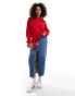 Bershka chunky crew neck jumper in red