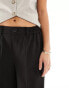 Pieces Petite tailored wide leg trousers in black