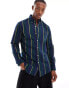 Polo Ralph Lauren icon logo varisty stripe oxford shirt classic oversized fit in navy/green multi