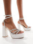 Be Mine Bridal Maysha embellished platform heeled sandals in ivory satin