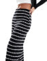 New Look stripe wide leg trouser in black