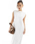 ASOS DESIGN crew neck maxi dress with shoulder pad in white