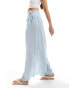 Vero Moda wrap midi skirt in pale blue pinstripe