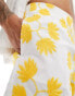 ASOS DESIGN short in white with yellow flower embroidery