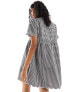 The Frolic bow detail gingham smock dress in black and white